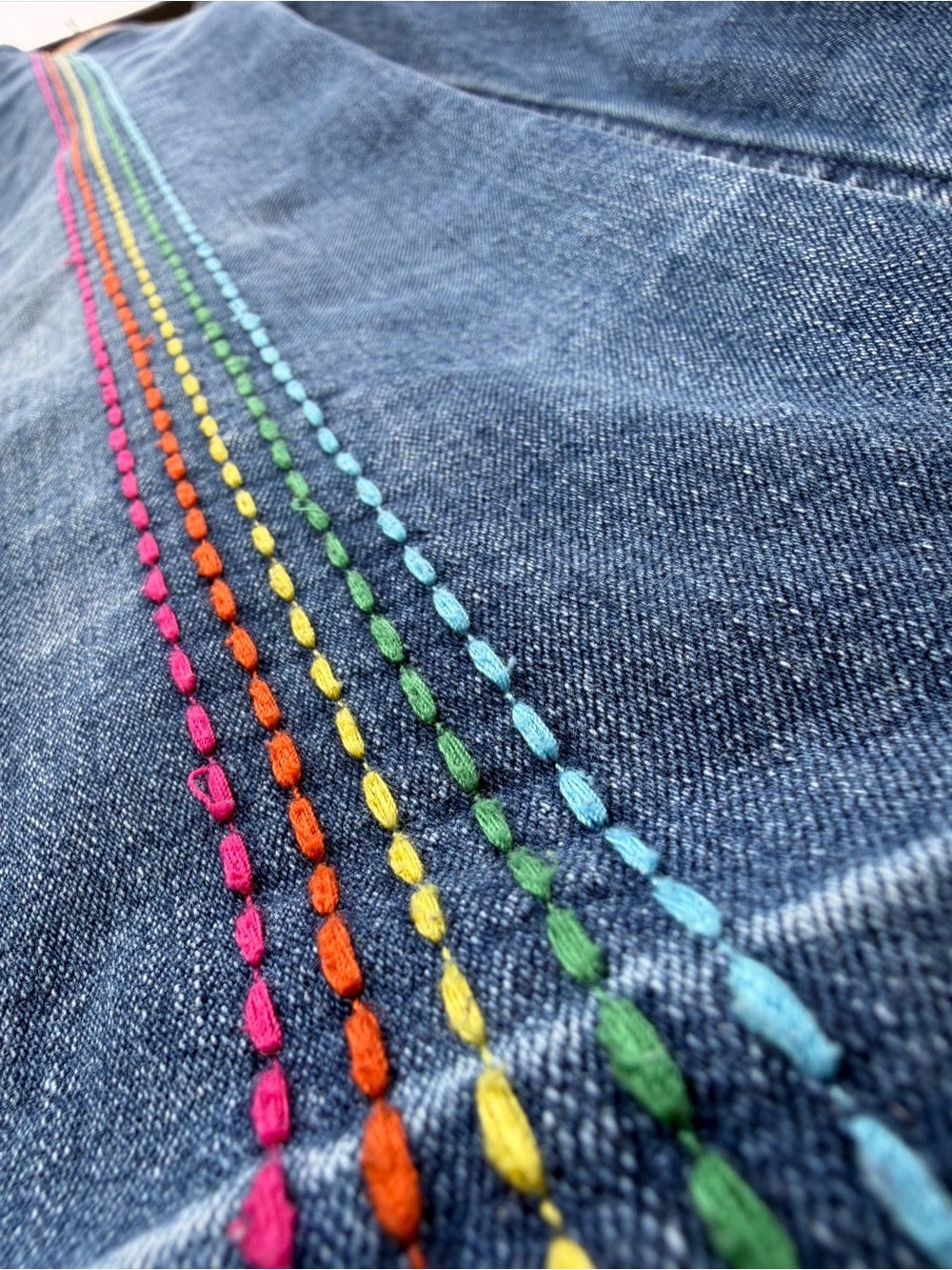 Hanna Andersson TALL DISCOUNT Blue Denim Overall Rainbow 8 9 10 Girl Teen Petite - Picture 3 of 9